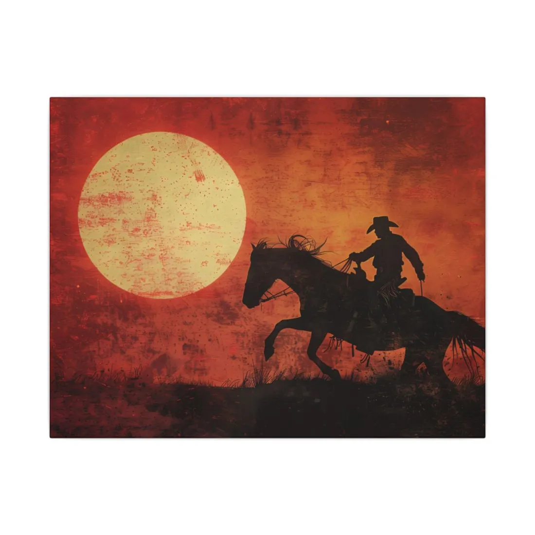 Rodeo Cowboy in Action: Vintage Bronco Ride - Canvas