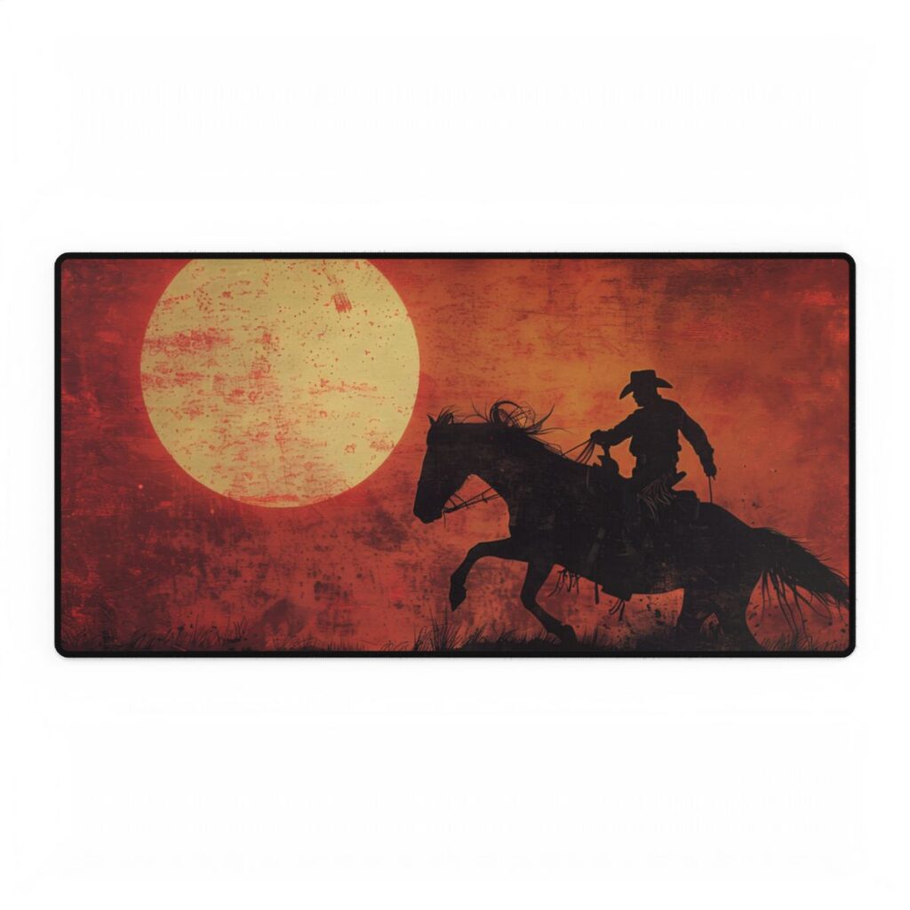 Rodeo Cowboy in Action: Vintage Bronco Ride - Desk Mat