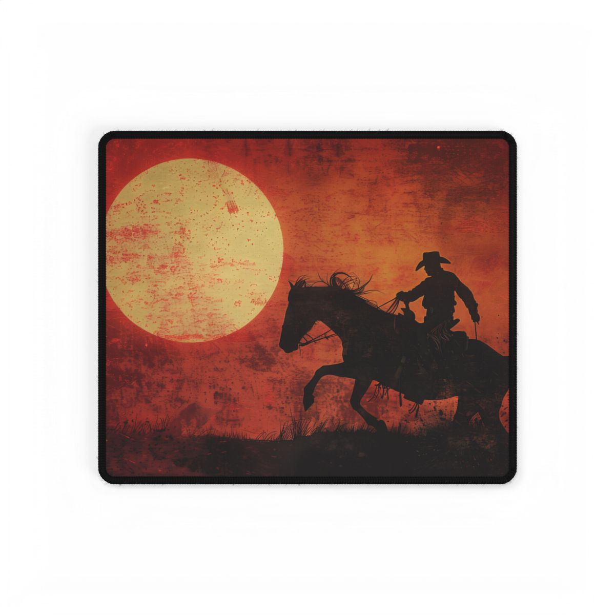 Rodeo Cowboy in Action: Vintage Bronco Ride - Desk Mat