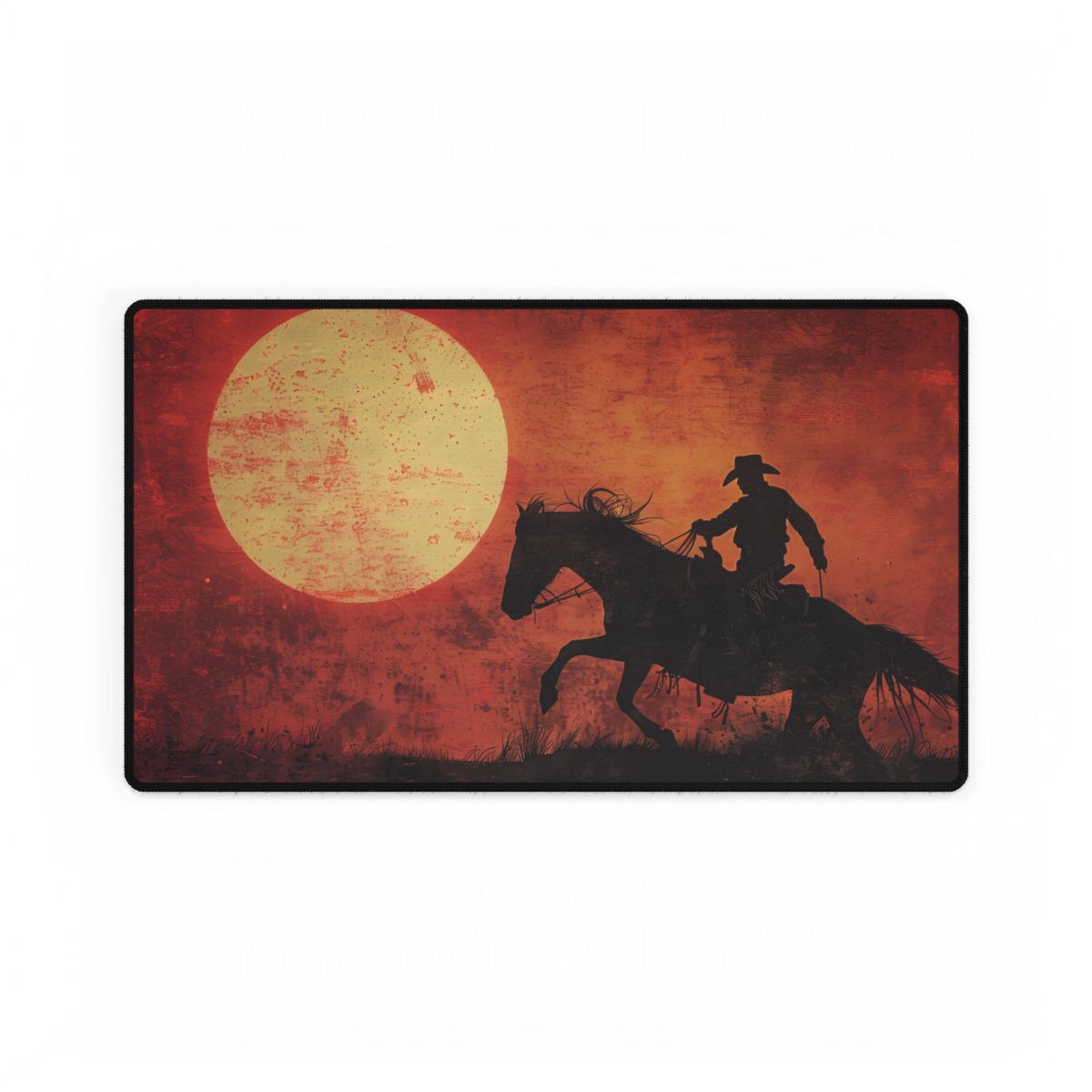 Rodeo Cowboy in Action: Vintage Bronco Ride - Desk Mat