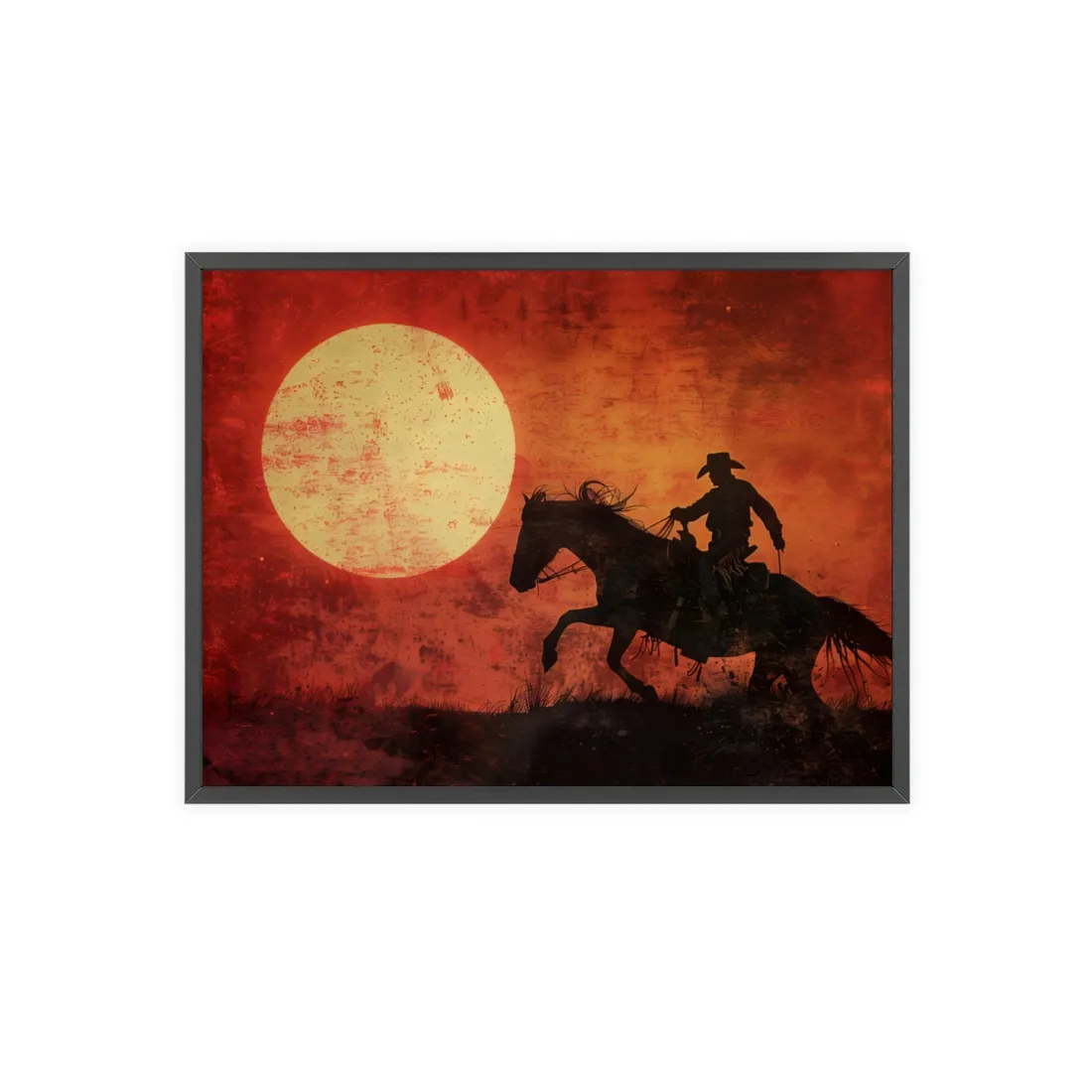 Rodeo Cowboy in Action: Vintage Bronco Ride - Framed Poster
