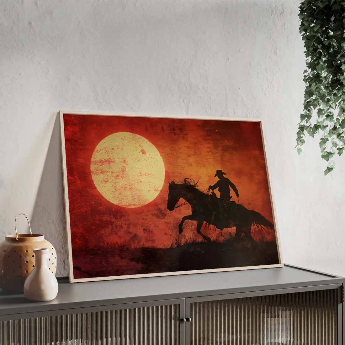Rodeo Cowboy in Action: Vintage Bronco Ride - Framed Poster