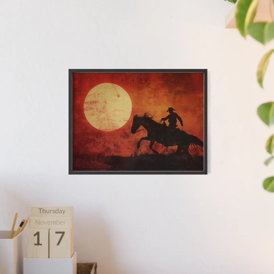 Rodeo Cowboy in Action: Vintage Bronco Ride - Framed Poster