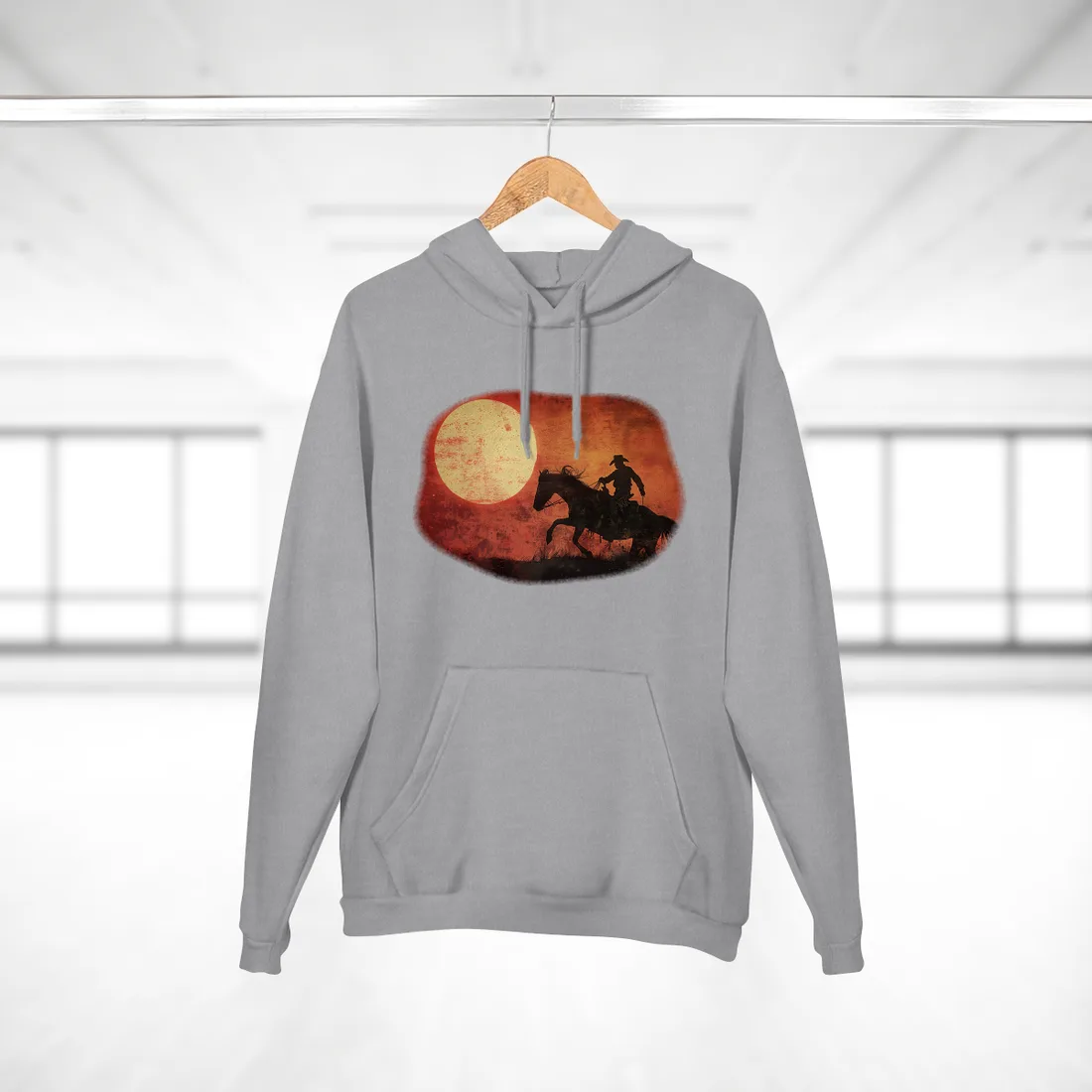 Rodeo Cowboy in Action: Vintage Bronco Ride - Hoodie (Heather Grey)