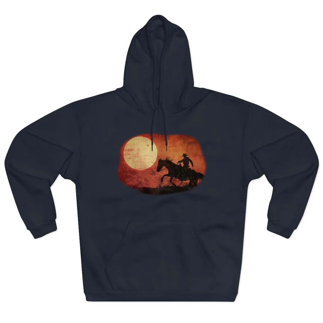 Rodeo Cowboy in Action: Vintage Bronco Ride - Hoodie (Navy)