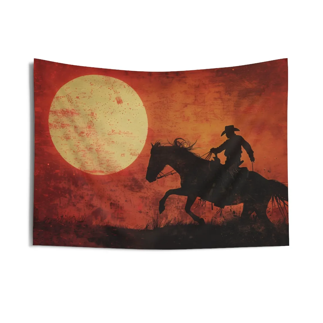 Rodeo Cowboy in Action: Vintage Bronco Ride - Wall Tapestry