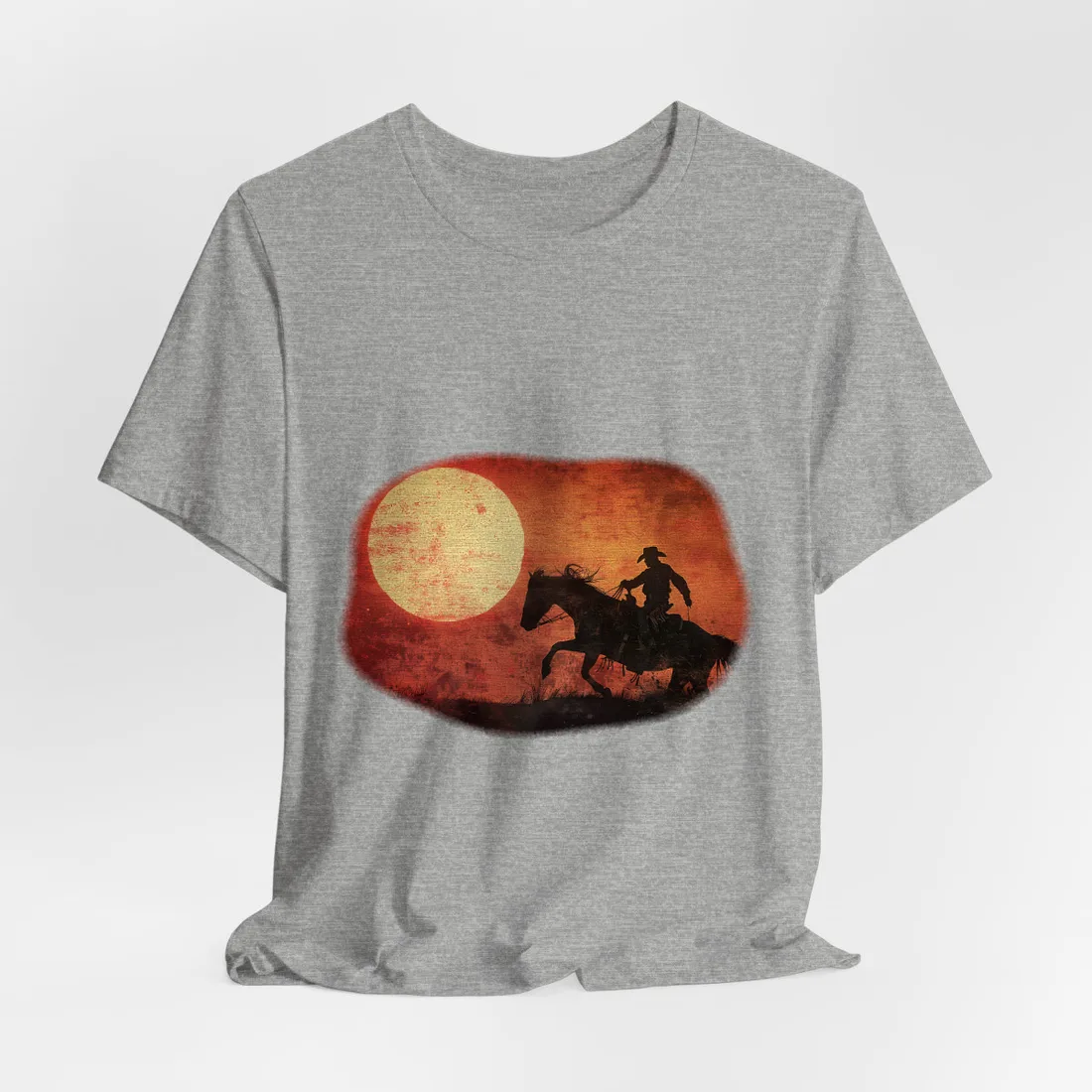Rodeo Cowboy in Action: Vintage Bronco Ride - T-Shirt (Athletic Heather)