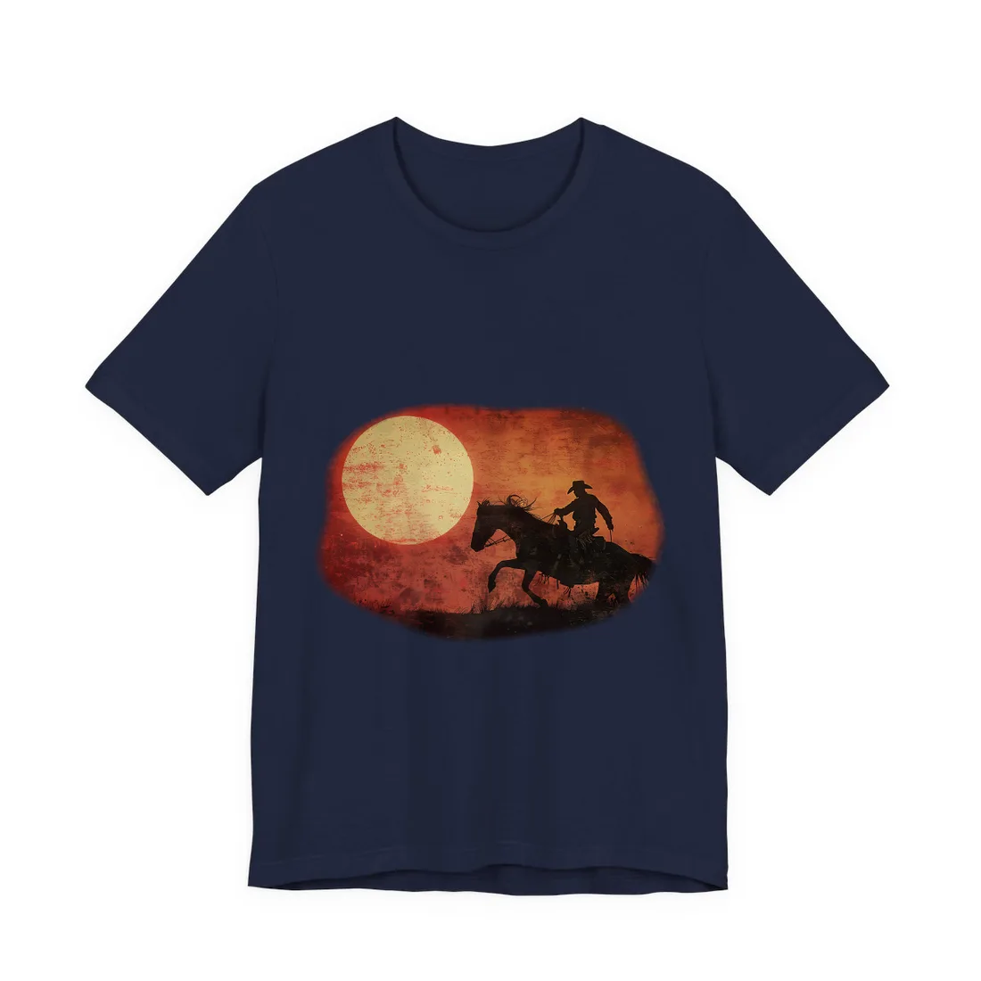 Rodeo Cowboy in Action: Vintage Bronco Ride - T-Shirt (Navy)