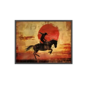 Rodeo Bronco Rider Silhouette Framed Poster