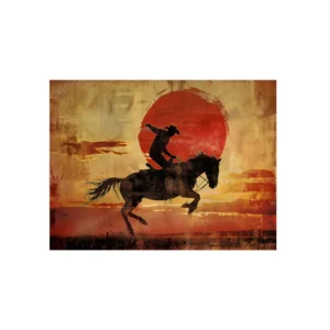 Rodeo Bronco Rider Silhouette Metal Poster