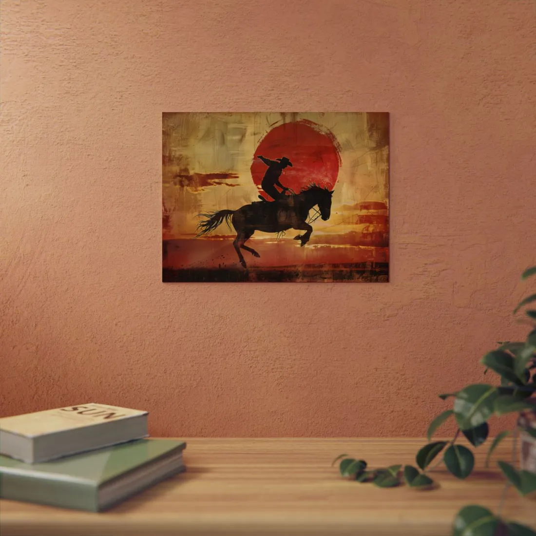 Rodeo Cowboy: Riding a Bucking Bronco - Metal Poster