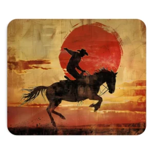 Rodeo Bronco Rider Silhouette Mouse Pad
