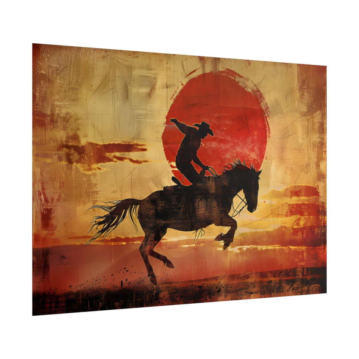 Rodeo Cowboy: Riding a Bucking Bronco - Poster