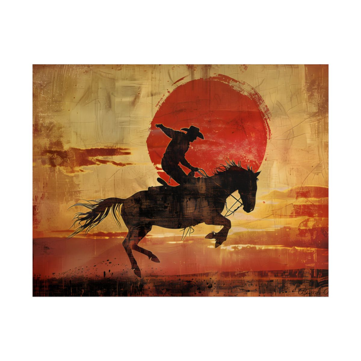 Rodeo Cowboy: Riding a Bucking Bronco - Poster