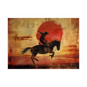 Rodeo Bronco Rider Silhouette Poster