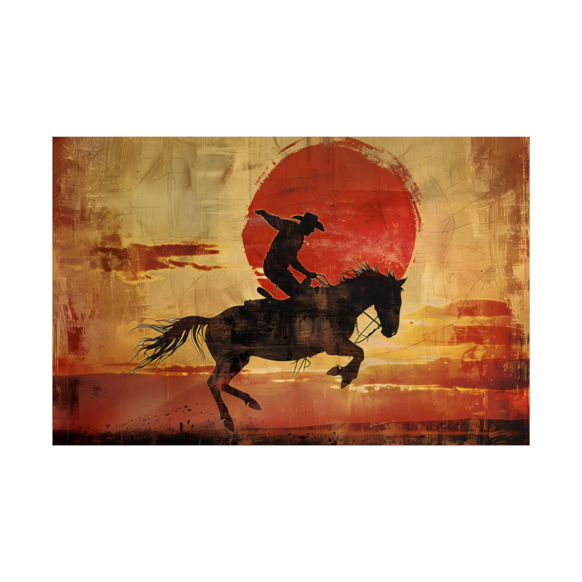 Rodeo Cowboy: Riding a Bucking Bronco - Poster