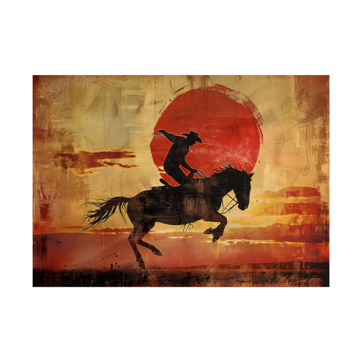Rodeo Cowboy: Riding a Bucking Bronco - Poster