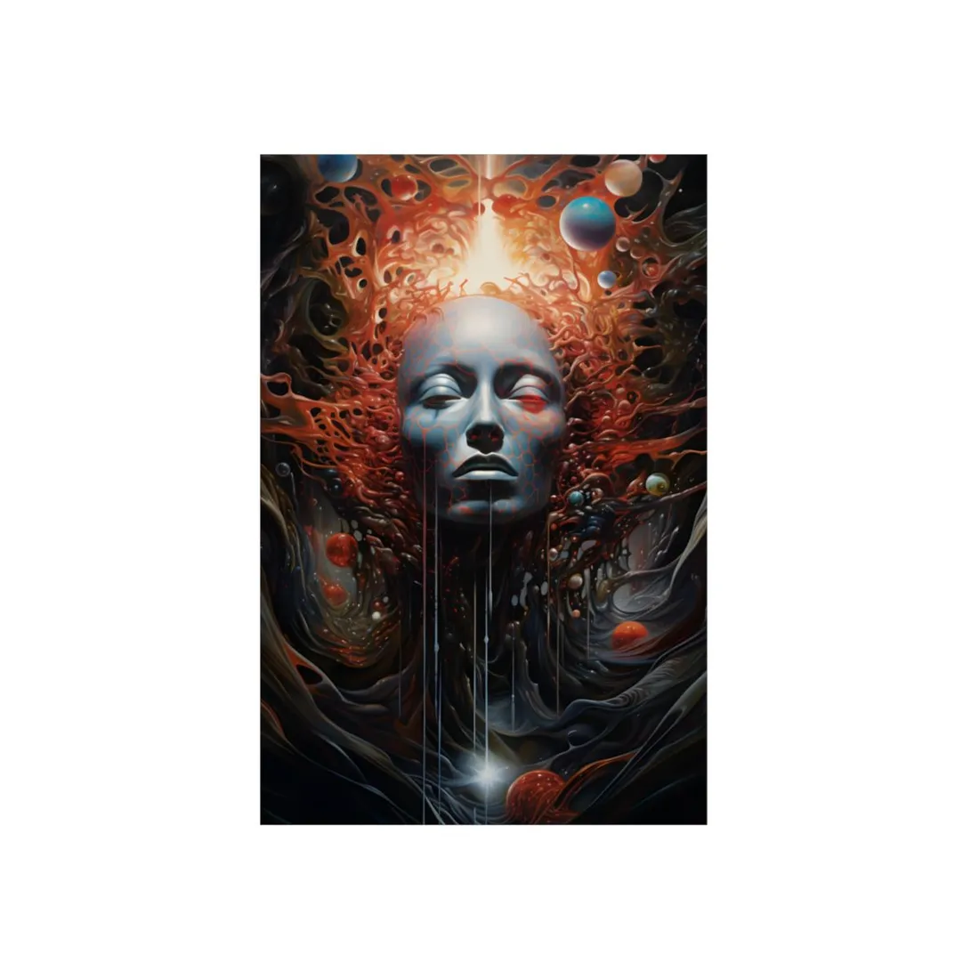 Rooted Visage: Dark Surreal Face - Metal Poster