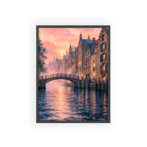 Canal Bridge at Sunset Framed Poster