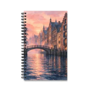 Canal Bridge at Sunset Spiral Notebook