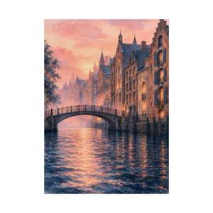 Canal Bridge at Sunset Poster