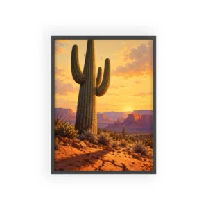 Saguaro Cactus at Sunset Framed Poster