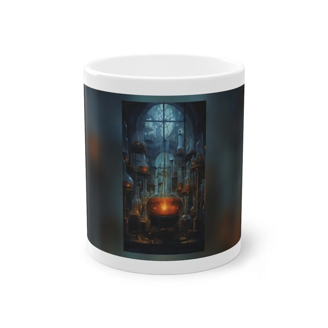 Scientific Discovery: Mysterious Laboratory Scene with Beaker and Whiteboard - Mug