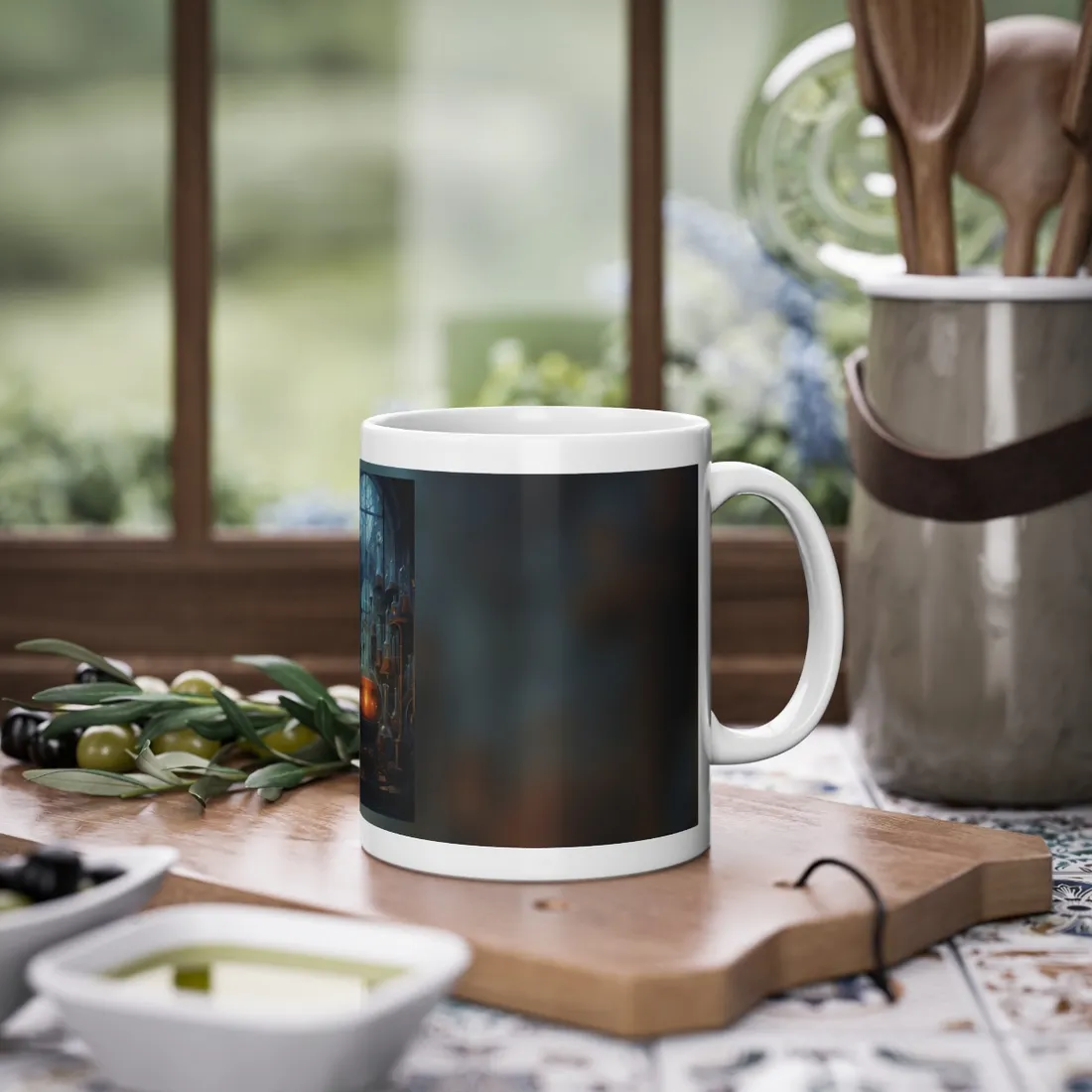 Scientific Discovery: Mysterious Laboratory Scene with Beaker and Whiteboard - Mug