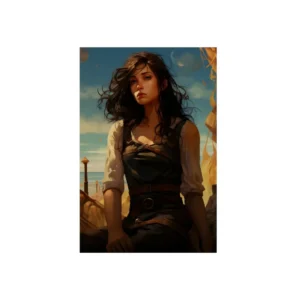 Woman Sitting by the Sea Metal Poster