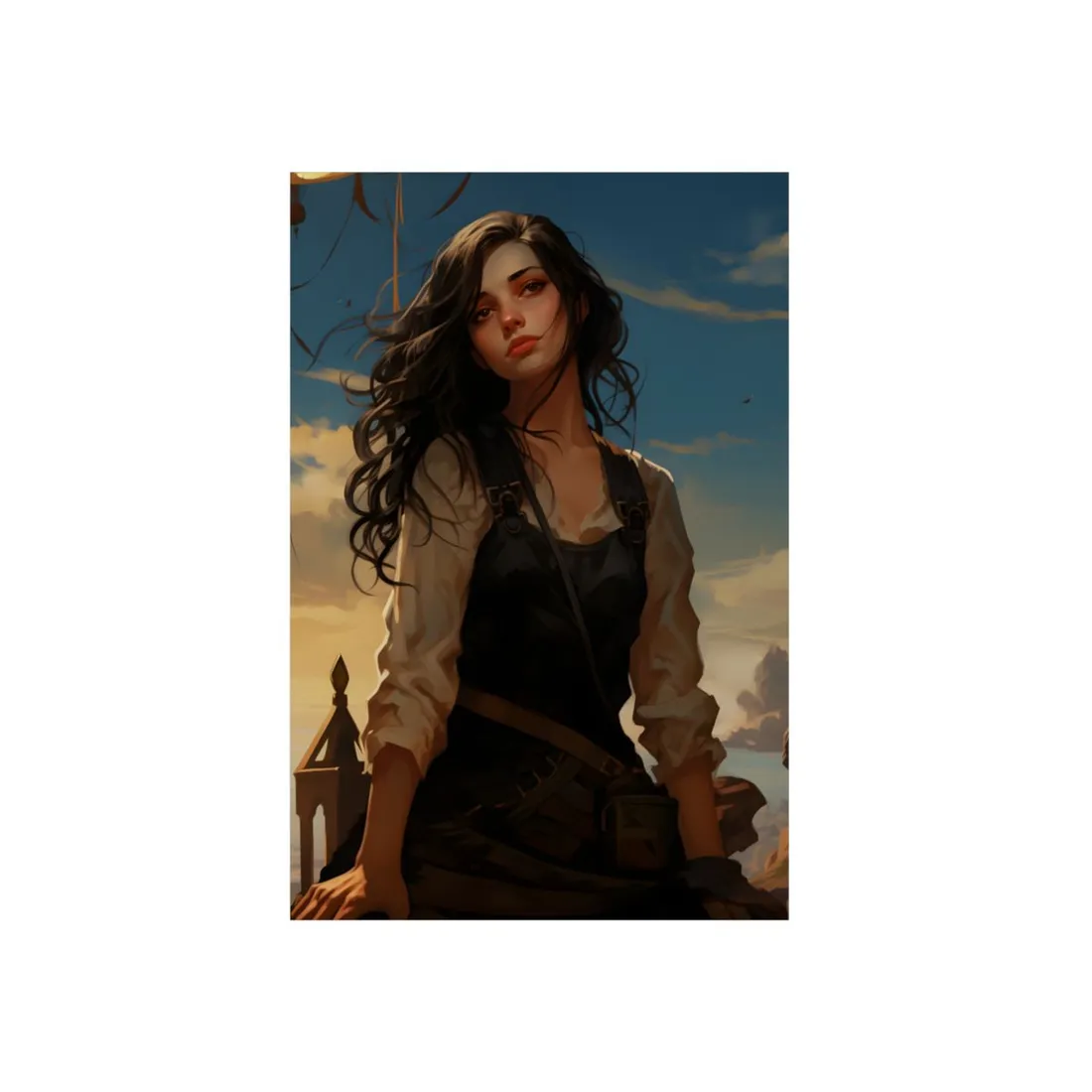Sea Wind Traveler: Woman Against a Blue Sky - Metal Poster