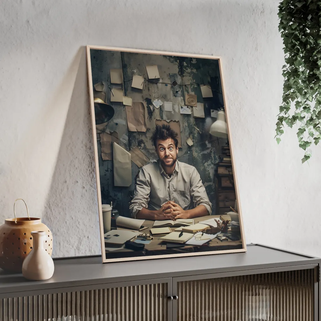 Self-Portrait in Reflection: Everyday Life Moment - Framed Poster