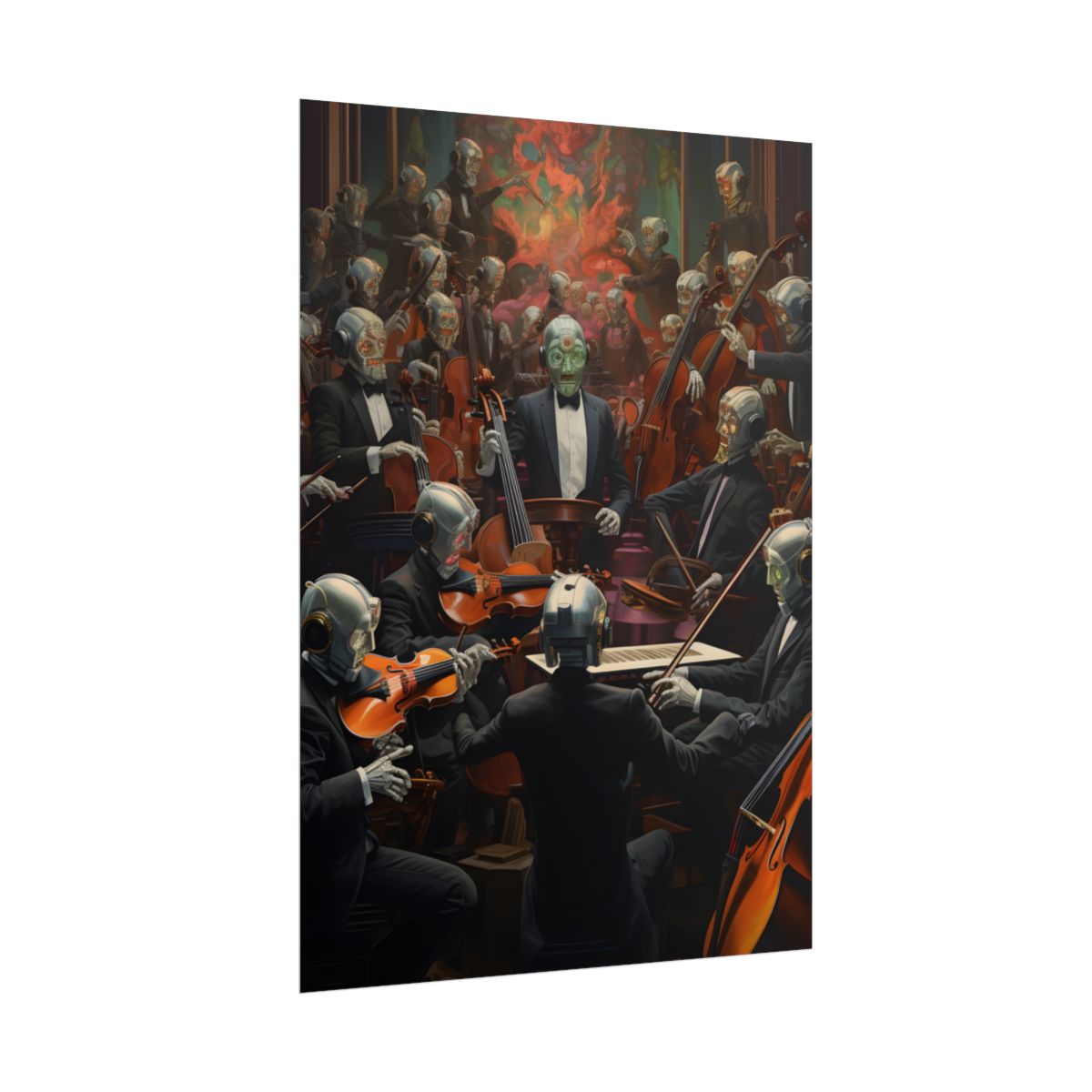 Sentient Robot Orchestra: Dark Symphony Performance Art - Poster