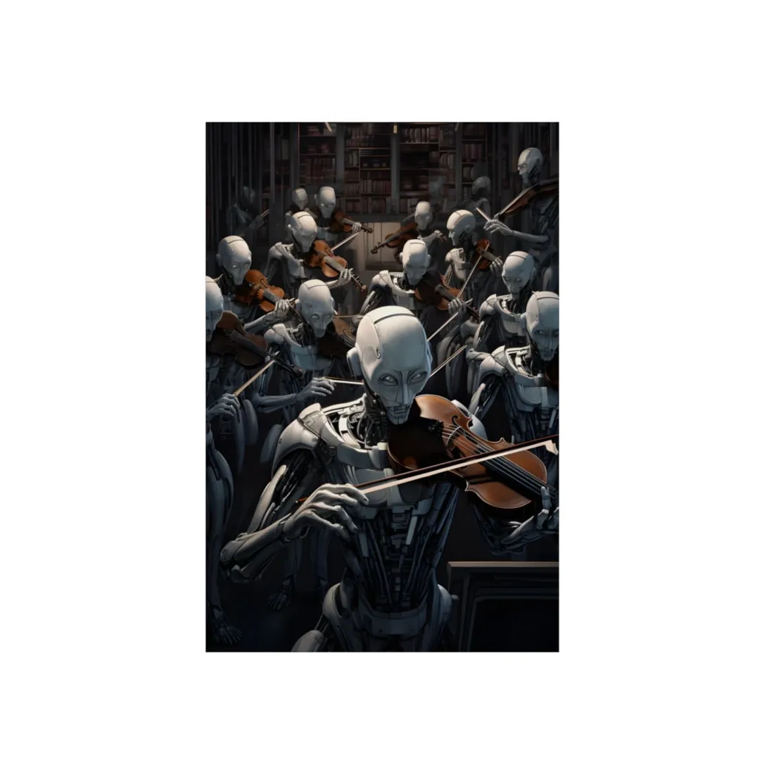 Sentient Robot Symphony: A Robot Orchestra - Metal Poster