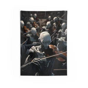 Robots Playing Violins Wall Tapestry