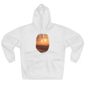 Desert Binary Sunset: Two Suns Over Rocky Terrain Hoodie