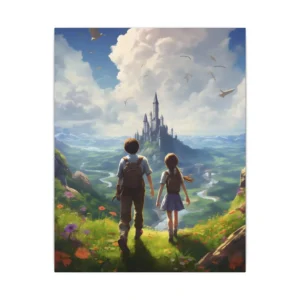 Children Overlooking a Castle Valley Canvas Print