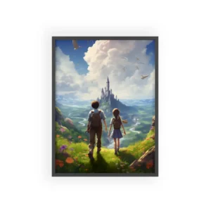 Children Overlooking a Castle Valley Framed Poster