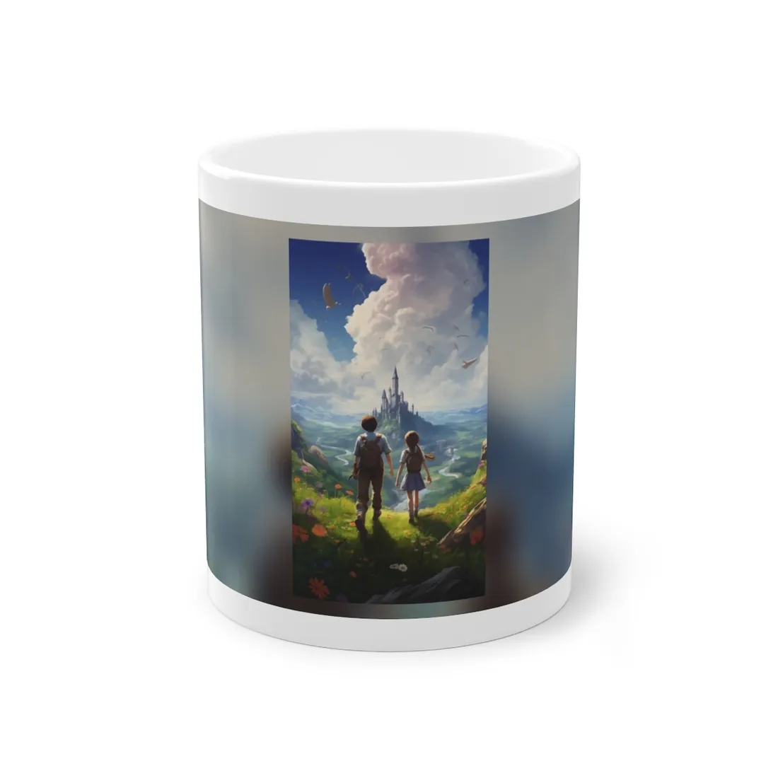 Serene Childhood Moment: A Girl and Boy in Nature - Mug