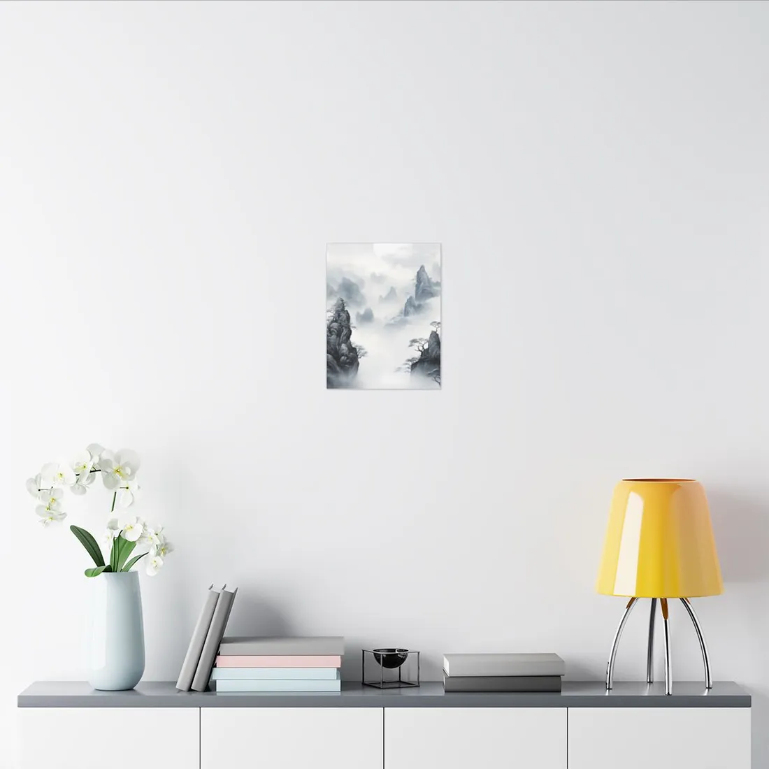 Serene Chinese Ink Landscape: Mirrored Lakes - Canvas