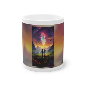 Couple Overlooking Valley at Sunset Mug