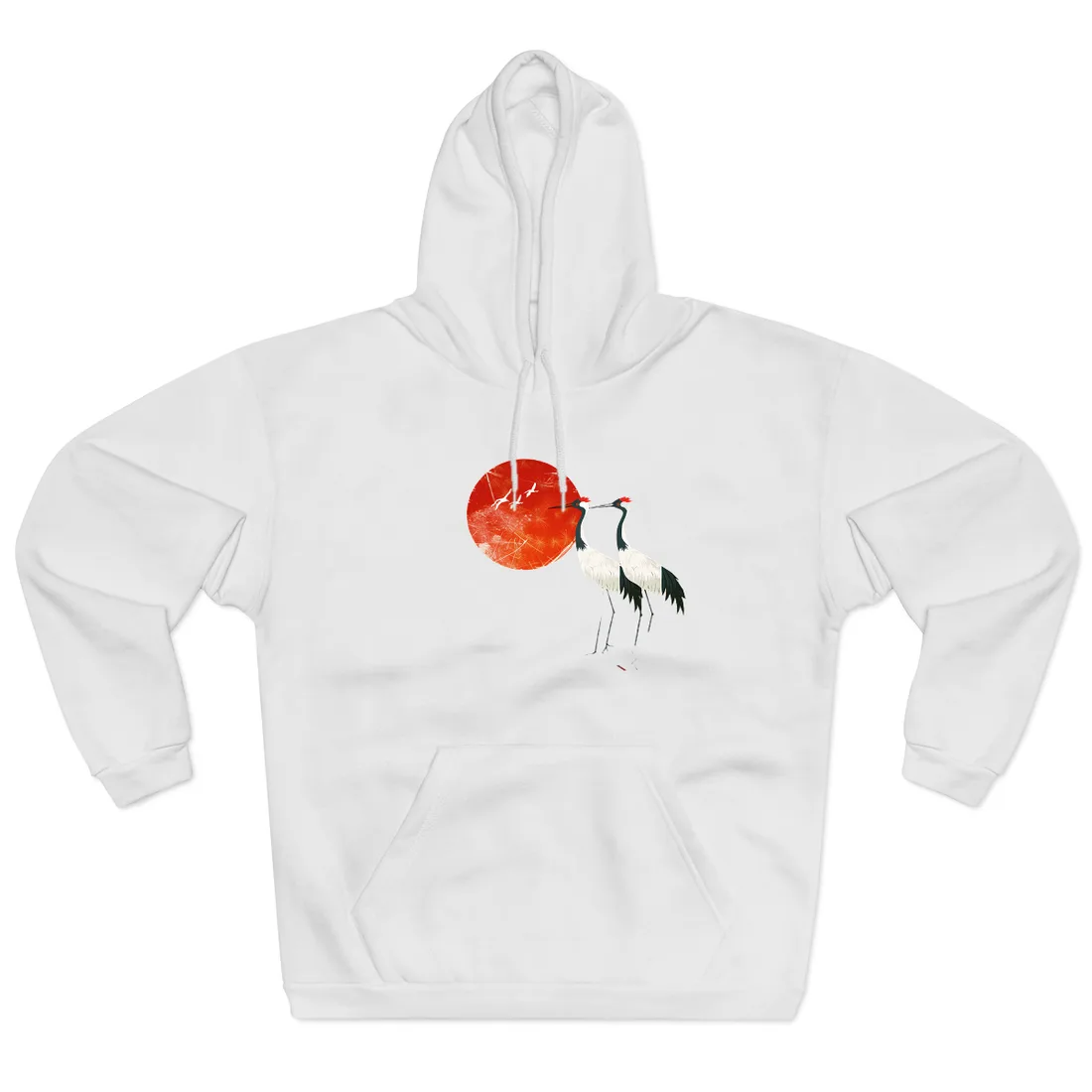 Serene Crane Landscape: Two Industrial Cranes in Nature - Hoodie (White)