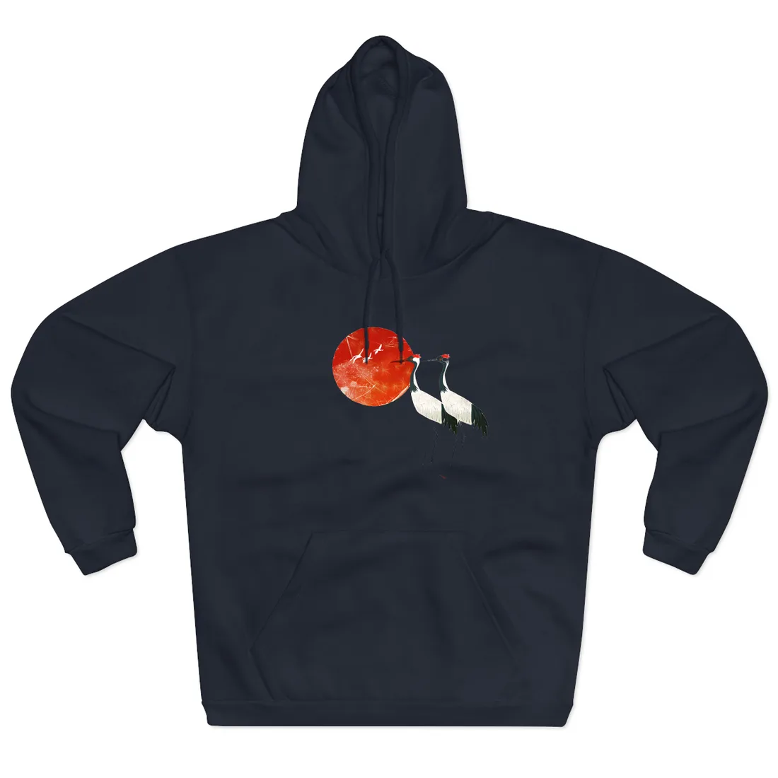 Serene Crane Landscape: Two Industrial Cranes in Nature - Hoodie (Navy)