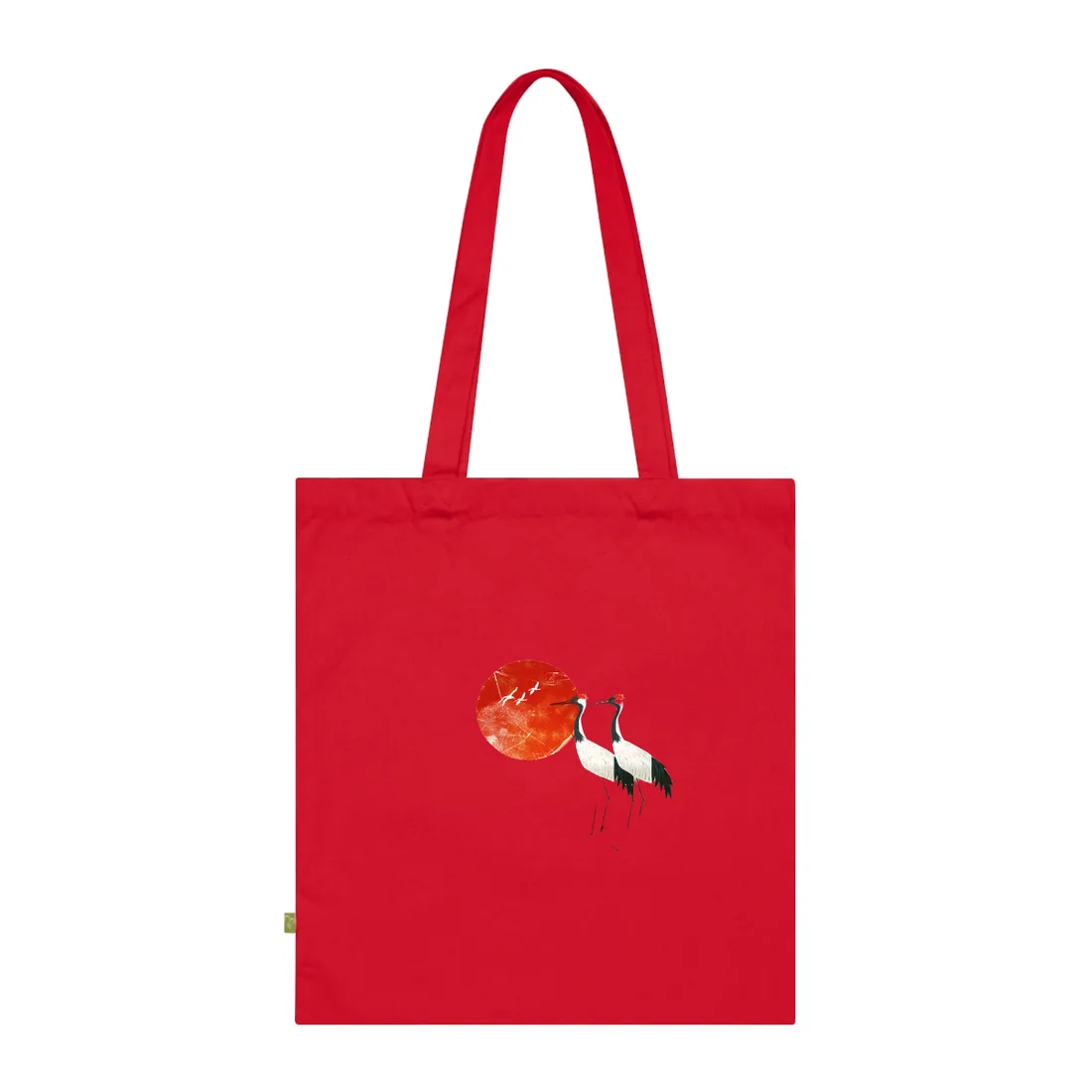 Serene Crane Landscape: Two Industrial Cranes in Nature - Tote Bag (Classic Red)