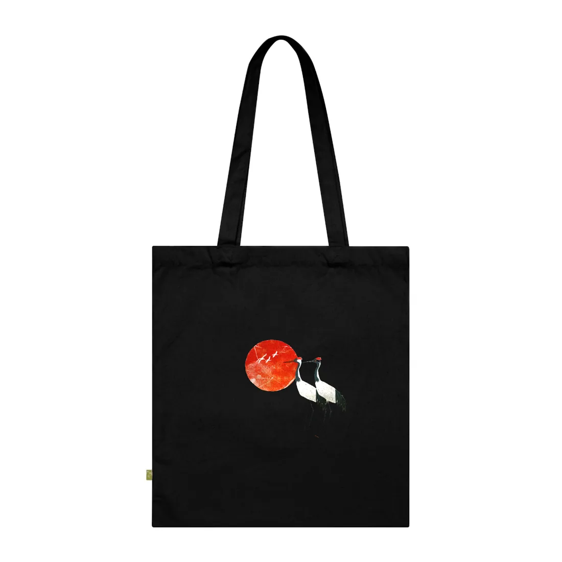 Serene Crane Landscape: Two Industrial Cranes in Nature - Tote Bag (Black)