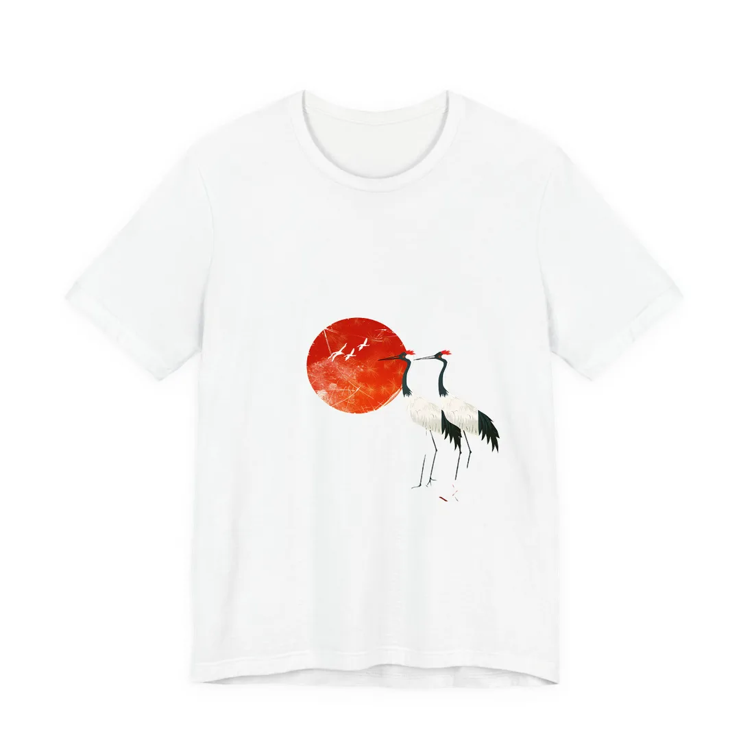 Serene Crane Landscape: Two Industrial Cranes in Nature - T-Shirt (White)