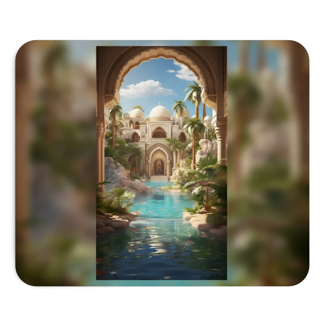 Serene Desert Oasis: Arabian Nights-Inspired - Mouse Pad