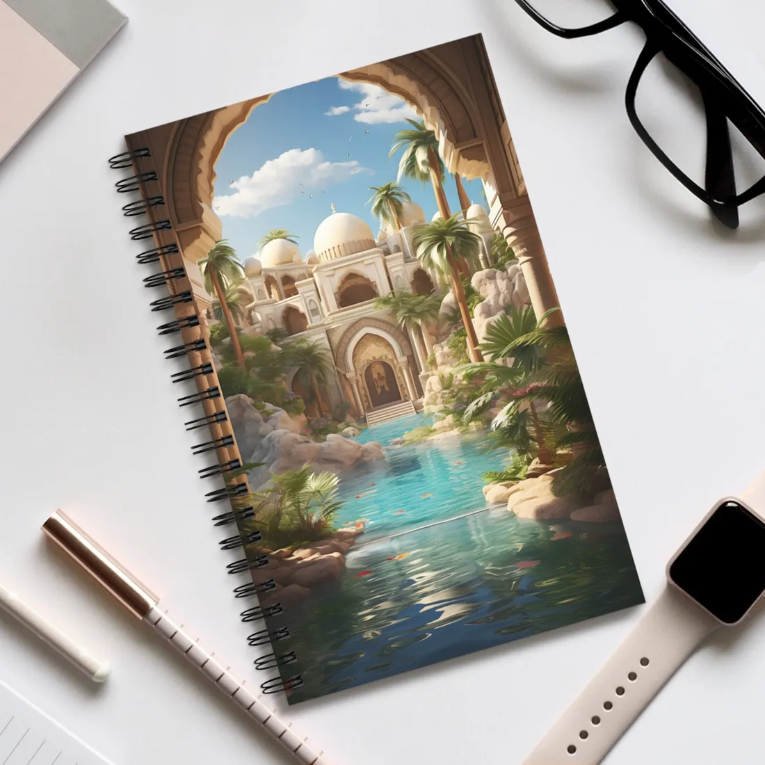 Serene Desert Oasis: Arabian Nights-Inspired - Spiral Notebook