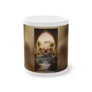 Arched Courtyard with Palm Trees Mug