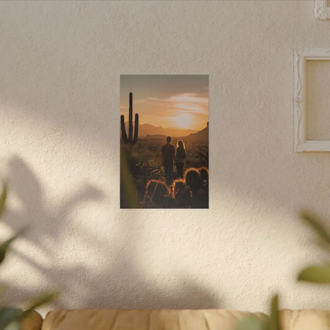 Serene Desert Sunset: Intimate Connection Digital Art - Canvas