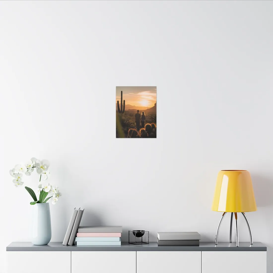 Serene Desert Sunset: Intimate Connection Digital Art - Canvas